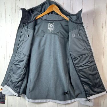 Men's Small Gray Moosejaw Harper Hooded Softshell Jacket. Hard-to-find polyester outerwear, softshell jacket, z000539.