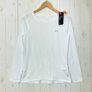 【Women's L ホワイト系】 Under Armour ( アンダーアーマー ) ヒートギア アーマー ティー Heat Gear Armour Tee 冷感 高温環境向け ポリエステル ウェア トップス インナー シャツ ロングスリーブTシャツ クルーネック 化