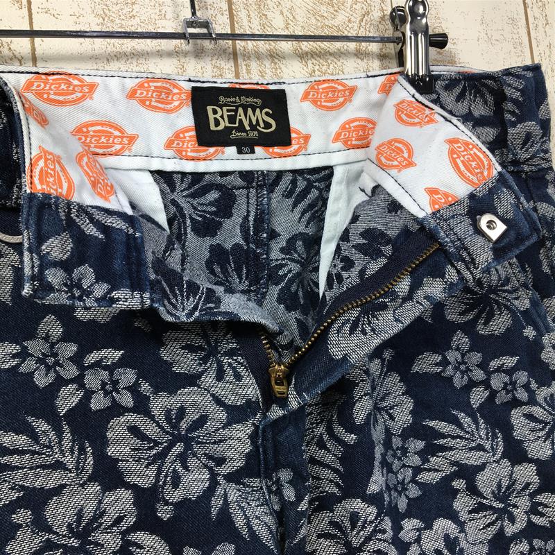 [Men's 30 Navy] Dickies x Beams Floral Cotton Shorts Beams Hard to find Men's Cotton Shorts Shorts Bottoms Wear