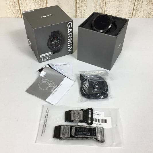 [OneSize Black] Garmin Fenix 7 蓝宝石双电源 Ti 碳灰色 Dlc/黑色 GPS 智能手表 + Hemsut 表带套装