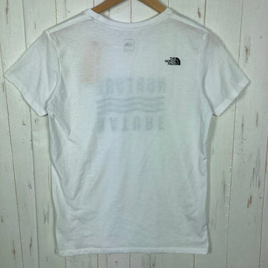 【Women's L White】 The North Face S/S Nature Tee, Anti-static Polyester Wear, Tops, Inner Shirt, Short Sleeve T-shirt, Crew Neck, Synthetic Fiber