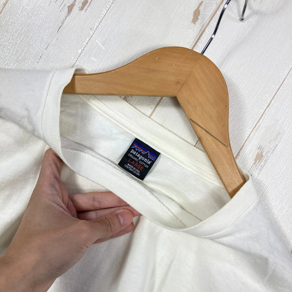 【Men's L ホワイト系】 1990s Patagonia ( パタゴニア ) カヤック プリント オーガニックコットン Tシャツ Kayak Print Organic Cotton T-Shirt 生産終了モデル 入手困難 黒タグ オーガニックコットン ウェ