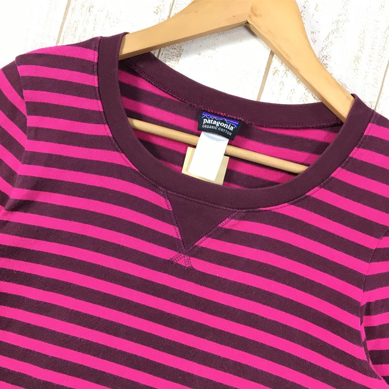 [Women's S Pink] Patagonia Long-Sleeved Sender Stripe Top Organic Cotton T-shirt Long t 54610 International Women's