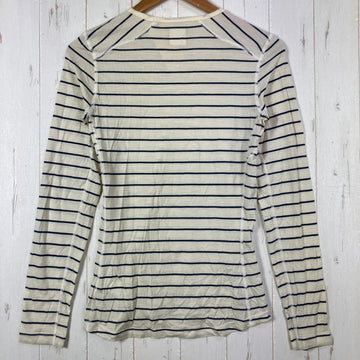 【Women's S アイボリー系】 Icebreaker ( アイスブレーカー ) 200オアシスロングスリーブクルーストライプ 200 OASIS LS CREWE STRIPE メリノウール ウェア トップス インナー シャツ ロングスリーブTシャツ クルーネック - 0