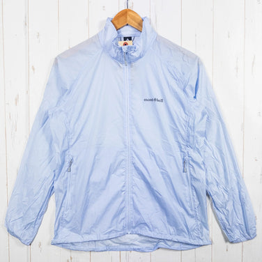 Montbell UL 弹力防风夹克，女款中号，浅蓝色（LBL），尼龙，防风外套，上衣，外套，夹克，z0005302