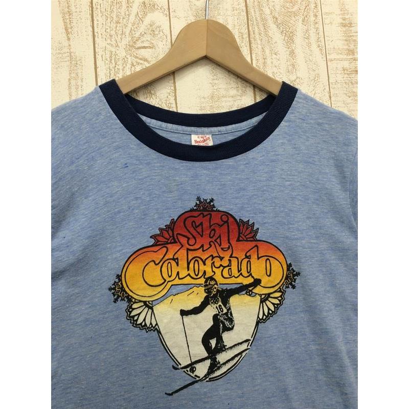 [Men's S Blue] Colorado Skier Healthknit 70S T-shirt, discontinued model, vintage, men's synthetic short sleeve T-shirt, crew neck, inner shirt, top, clothing