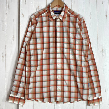 【Men's XS オレンジ系】 2013 Patagonia ( パタゴニア ) ロングスリーブ ゴーン アゲイン シャツ Long-Sleeved Gone Again Shirt TPD ナイロン ウェア トップス インナー シャツ ロングスリーブシャツ 化繊