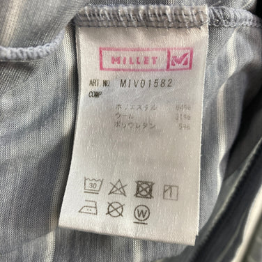 【Men's XS グレー系】 Millet ( ミレー ) ウール ボーダー ティーシャツ Wool Border T-Shirt ポリエステル ウェア トップス インナー シャツ ロングスリーブTシャツ クルーネック 化繊 z00057664  化繊 ロングスリ