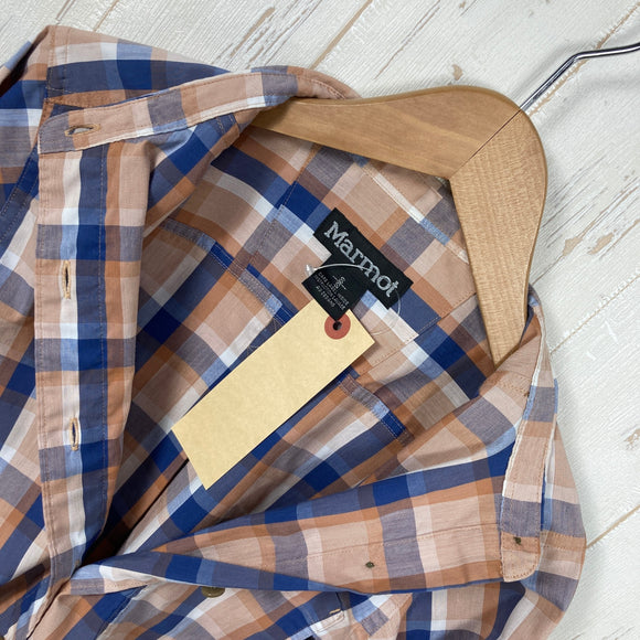 【Women's S オレンジ系】 Marmot ( マーモット ) ロングスリーブ チェックシャツ Long Sleeve Check Shirt ポリエステル・コットン混 ポリエステル ウェア トップス インナー シャツ ロングスリーブシャツ コットン z00061