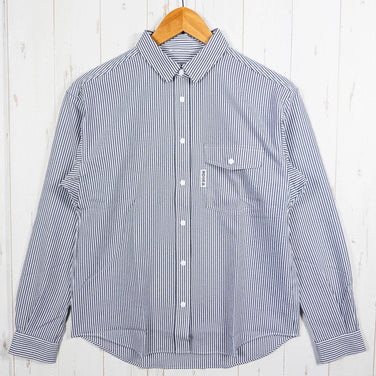 【Women's S グレー系】 Ridge Mountain Gear ( リッジマウンテンギア ) ベーシック ロングスリーブ シャツ ストライプ Basic Long Sleeve Shirt Stripe Grey x White ポリエステル ウェア トップ - 【公式】2ndGEAR（セカンドギア）Webショップ【登山用品・アウトドア用品専門 買取販売店】