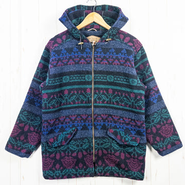【Unisex S ネイビー系】 1980s Woolrich ( ウールリッチ ) ネイティブ ウール フーデッド ジャケット ビンテージ オリジナル 入手困難 ウール ウェア トップス アウター ジャケット ウール z00052829  ウール アウター ジャケッ