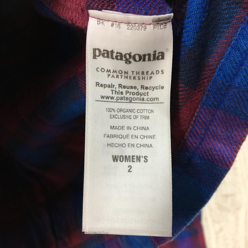 [Women's 2 Blue] Patagonia Fjord Flannel Shirt Women's 53915 International Women's PTOB Cotton Long Sleeve Shirt Innerwear