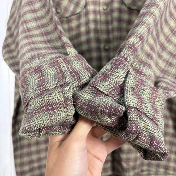 【Men's L ベージュ系】 1999 Patagonia ( パタゴニア ) ヘビー フランネル シャツ Heavy Flannel Shirt Andesite / Raisin 生産終了モデル 入手困難 オーガニックコットン オーガニックコットン ウェア ト