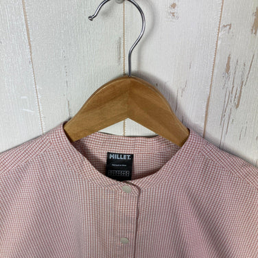 【女式 S 红色系】 Millet (米勒) 防蚊格纹立领长袖衬衫 Insect Barrier Check Stand Shirt Long Sleeve 聚酯纤维 户外服饰 上衣 内搭 衬衫