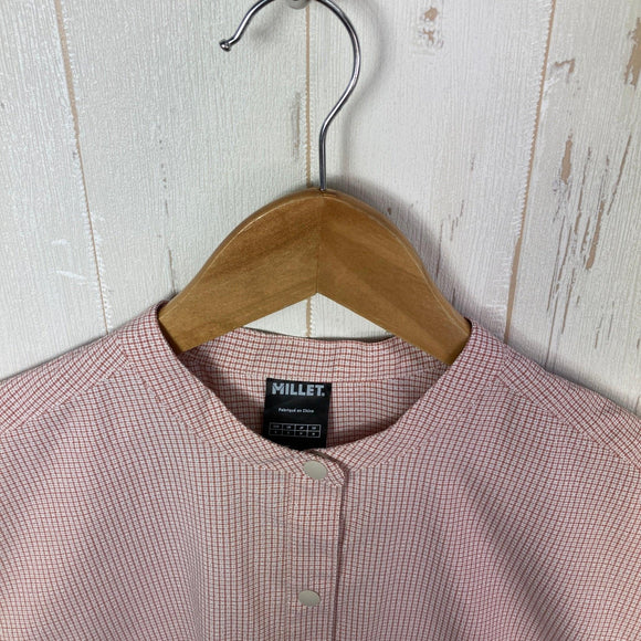 【Women's S レッド系】 Millet ( ミレー ) インセクト バリヤー チェック スタンドシャツ ロングスリーブ Insect Barrier Check Stand Shirt Long Sleeve ポリエステル ウェア トップス インナー シャツ