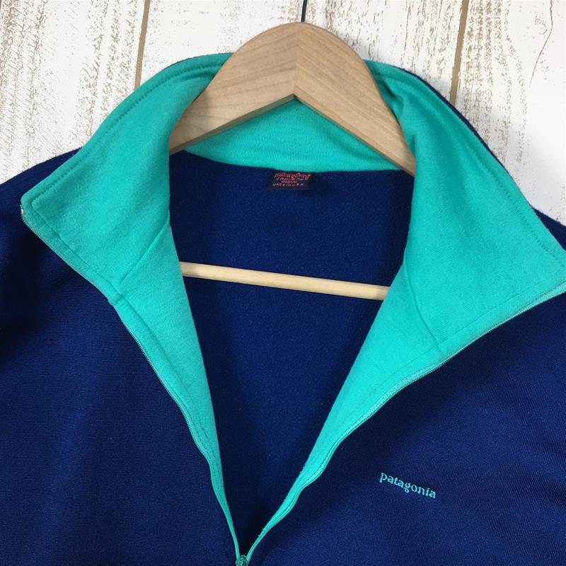 【Men's M ネイビー系】 Patagonia ( パタゴニア ) エクスペディションウェイト キャプリーン ジップtネック Expedition Weight Capilene Zip T-Neck フリース プルオーバー ネイビー×エメラルド ビンテージ 生