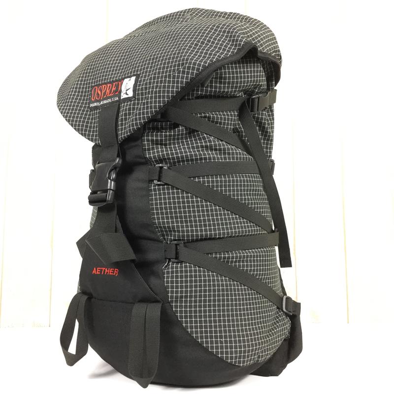 [L Black] Osprey Aether Backpack Hardline Nylon Made in USA Old Tag Discontinued Model Hard to Find Black Spectra Capacity [30L-54L] Backpack Bag Storage