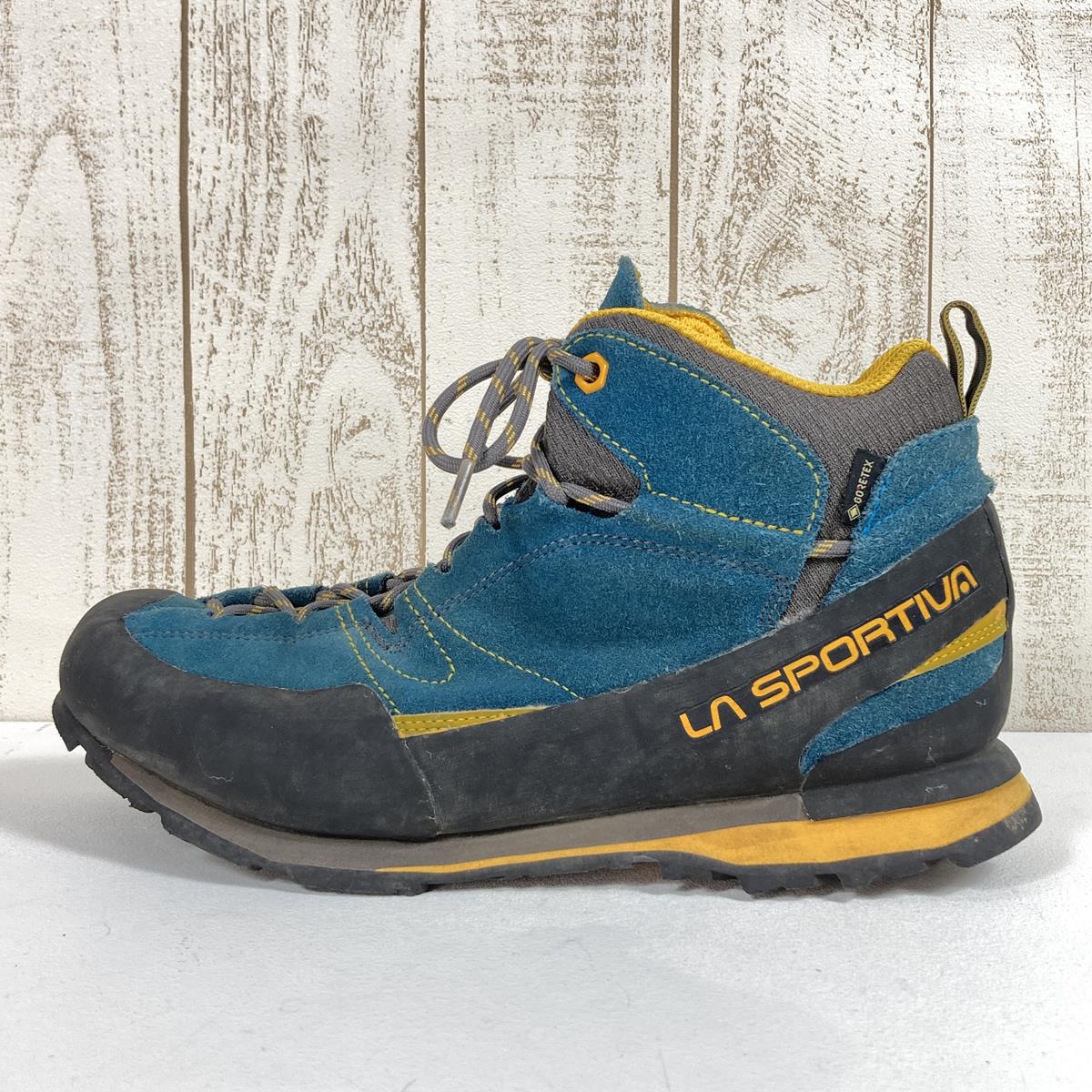 【男式 27.9 厘米蓝色】La Sportiva Boulder X Mid Gtx Boulder X Mid Gtx Middle Cut Shoes Approach Shoes Gore-Tex 防水透气 17E 男式 BY 蓝色/Ye