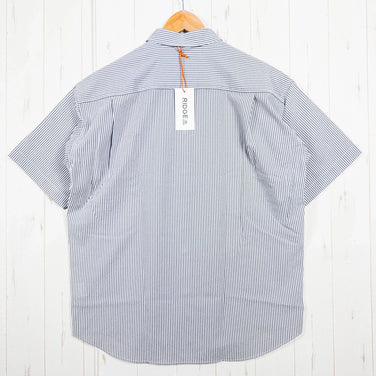 Men's Medium Gray Ridge Mountain Gear Basic Short Sleeve Shirt Stripe Gray/White Polyester Top