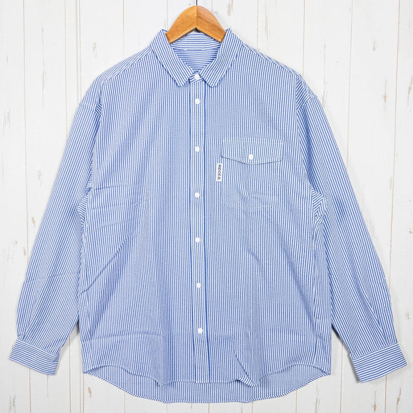 【Men's S ブルー系】 Ridge Mountain Gear ( リッジマウンテンギア ) ベーシック ロングスリーブシャツ ストライプ Basic Long Sleeve Shirt Stripe Blue / White ポリエステル ウェア トップス