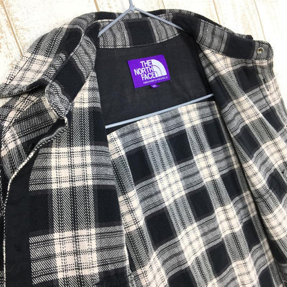 【Women's S ブラック系】 The North Face ( ザ・ノースフェイス ) × ナナミカ パープルレーベル ツイル チェック シャツ Twill Check Shirt NT3958N Asian Women's  化繊 ロングスリーブシャツ インナー