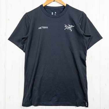 男款 XS 黑色 Arcteryx Captive Split T 恤，有机棉，短袖圆领，合成面料，上衣，汗衫