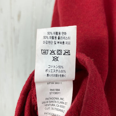 【Men's S レッド系】 2022 Patagonia ( パタゴニア ) ライン ロゴ リッジ ポケット レスポンシビリティー Line Logo Ridge Pocket Responsibili Tee SUMR コットン ウェア トップス インナー シ