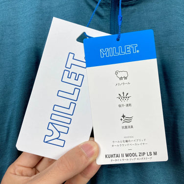 男士大号海军蓝 Millet KUHTAI II 羊毛拉链长袖衬衫，羊毛，上衣，内衣，长袖衬衫，羊毛，z00054170