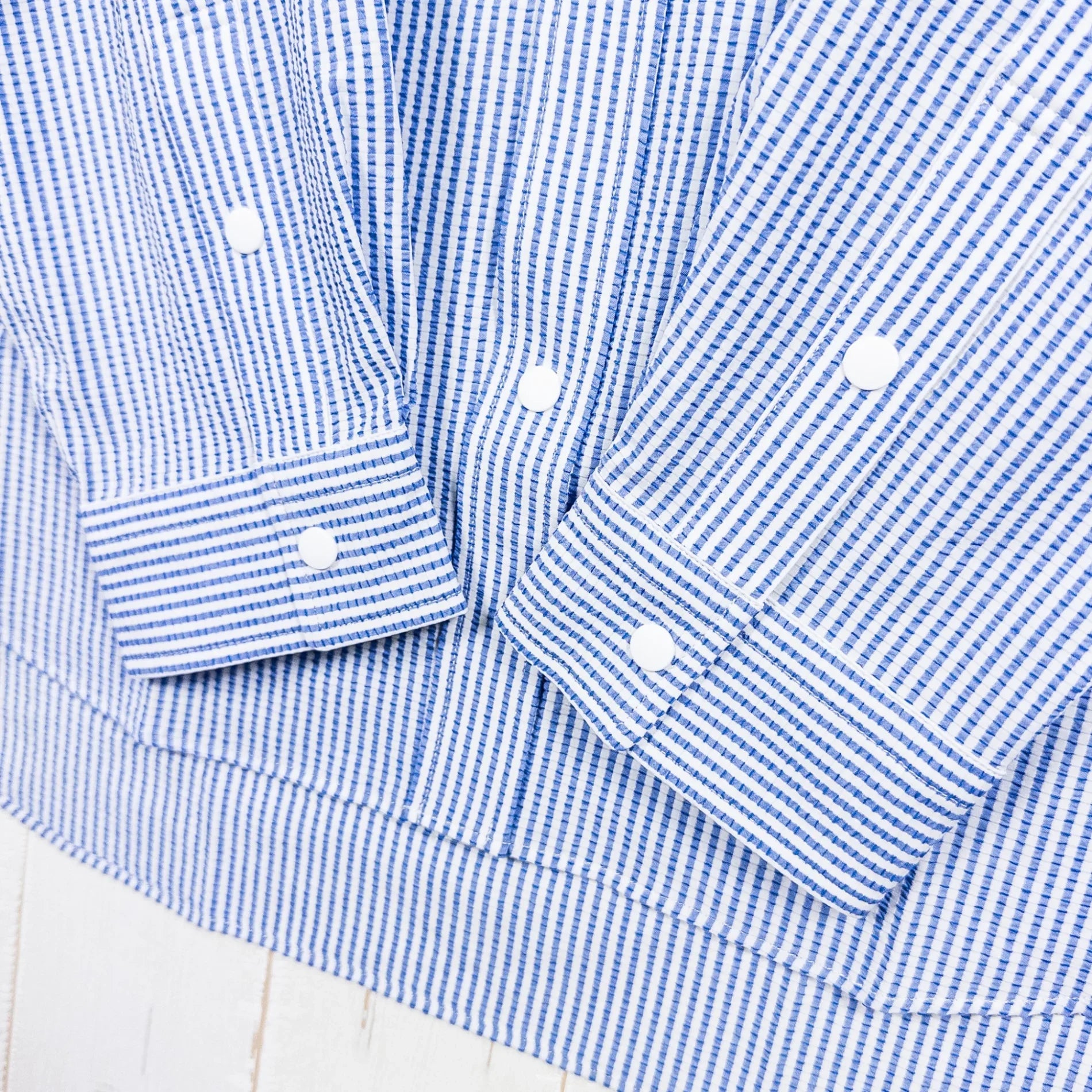 【Men's L ブルー系】 Ridge Mountain Gear ( リッジマウンテンギア ) ベーシック ロングスリーブ シャツ ストライプ Basic Long Sleeve Shirt Stripe Blue x White ポリエステル ウェア トップ - 【公式】2ndGEAR（セカンドギア）Webショップ【登山用品・アウトドア用品専門 買取販売店】