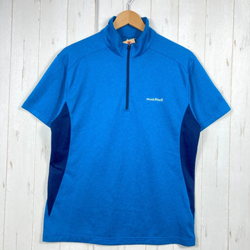 【Men's L ブルー系】 Montbell ( モンベル ) ウイックロン ZEO ショートスリーブ ジップシャツ ポリエステル ウェア トップス インナー シャツ ショートスリーブシャツ 化繊 z00053622  化繊 ショートスリーブシャツ インナー シ
