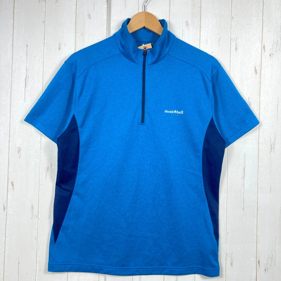 【Men's L ブルー系】 Montbell ( モンベル ) ウイックロン ZEO ショートスリーブ ジップシャツ ポリエステル ウェア トップス インナー シャツ ショートスリーブシャツ 化繊 z00053622  化繊 ショートスリーブシャツ インナー シ