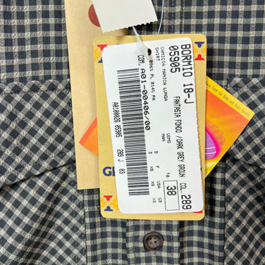 Men's Camicia Manica Lunga Shirt, Size 38, Navy. This long-sleeved shirt is made of synthetic fibers and is suitable for both men and women. Product code: z00054706.