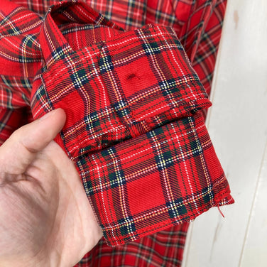 【Women's M レッド系】 Taras Boulba ( タラスブルバ ) ロングスリーブ チェック シャツ Long Sleeve Check Shirt 生産終了モデル 入手困難 ウール混 日本製 アシックス期 ポリエステル ウェア トップス インナー シャ
