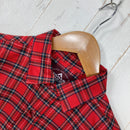 【Women's M レッド系】 Taras Boulba ( タラスブルバ ) ロングスリーブ チェック シャツ Long Sleeve Check Shirt 生産終了モデル 入手困難 ウール混 日本製 アシックス期 ポリエステル ウェア トップス インナー シャ-4