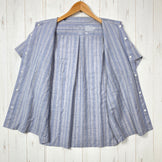 【Women's M グレー系】 Yamatomichi ( 山と道 ) メリノ ショートスリーブ シャツ Merino Short Sleeve Shirt グレー / ブルーストライプ メリノウール ウェア トップス インナー シャツ ショートスリーブシャツ ウー
