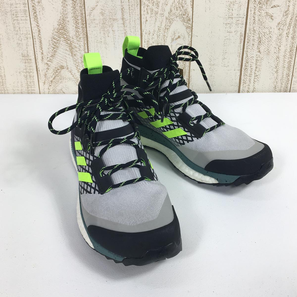 【男式 26.0 厘米灰色】Adidas Terrex Free Hiker 徒步鞋 FW8685 男式灰色/核心黑色/信号绿色登山鞋鞋类