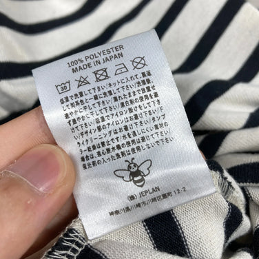 男士 ML 象牙色 Bring Basque 衬衫，裁剪缝制，米白色 x 黑色，涤纶，长袖圆领 T 恤，合成纤维，长袖，米白色 x 黑色，合成纤维，长袖