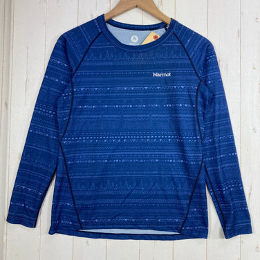 【Women's M ネイビー系】 Marmot ( マーモット ) ブレッシュニット エスニック ロングスリーブ クルー Bresh Knit Ethnic L/S Crew Climb Skin Air Cool 冷感 ストレッチ ポリエステル ウェア トップス イ