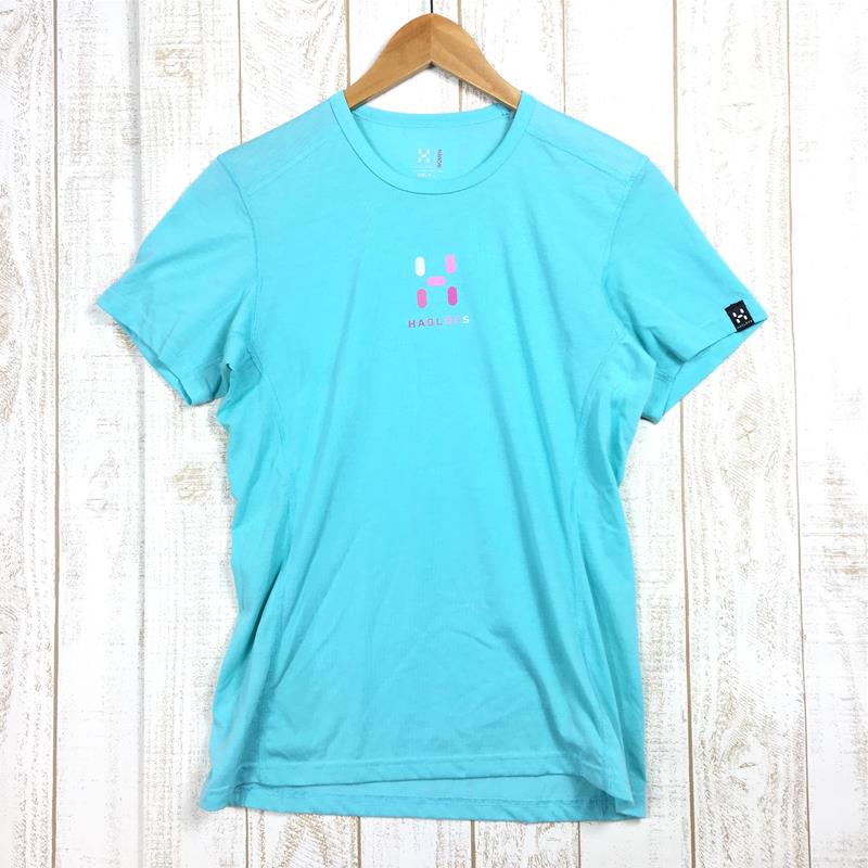 【Women's M ブルー系】 Haglofs ( ホグロフス ) クイックドライ ロゴ Tシャツ Quick Dry Logo T-Shirt Women's  化繊 ショートスリーブTシャツ クルーネック インナー シャツ トップス ウェア