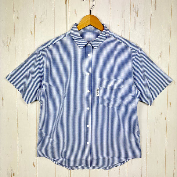 【Women's L ブルー系】 Ridge Mountain Gear ( リッジマウンテンギア ) ベーシック ショートスリーブ シャツ ストライプ Basic Short Sleeve Shirt Stripe  Blue × White z00055796 B