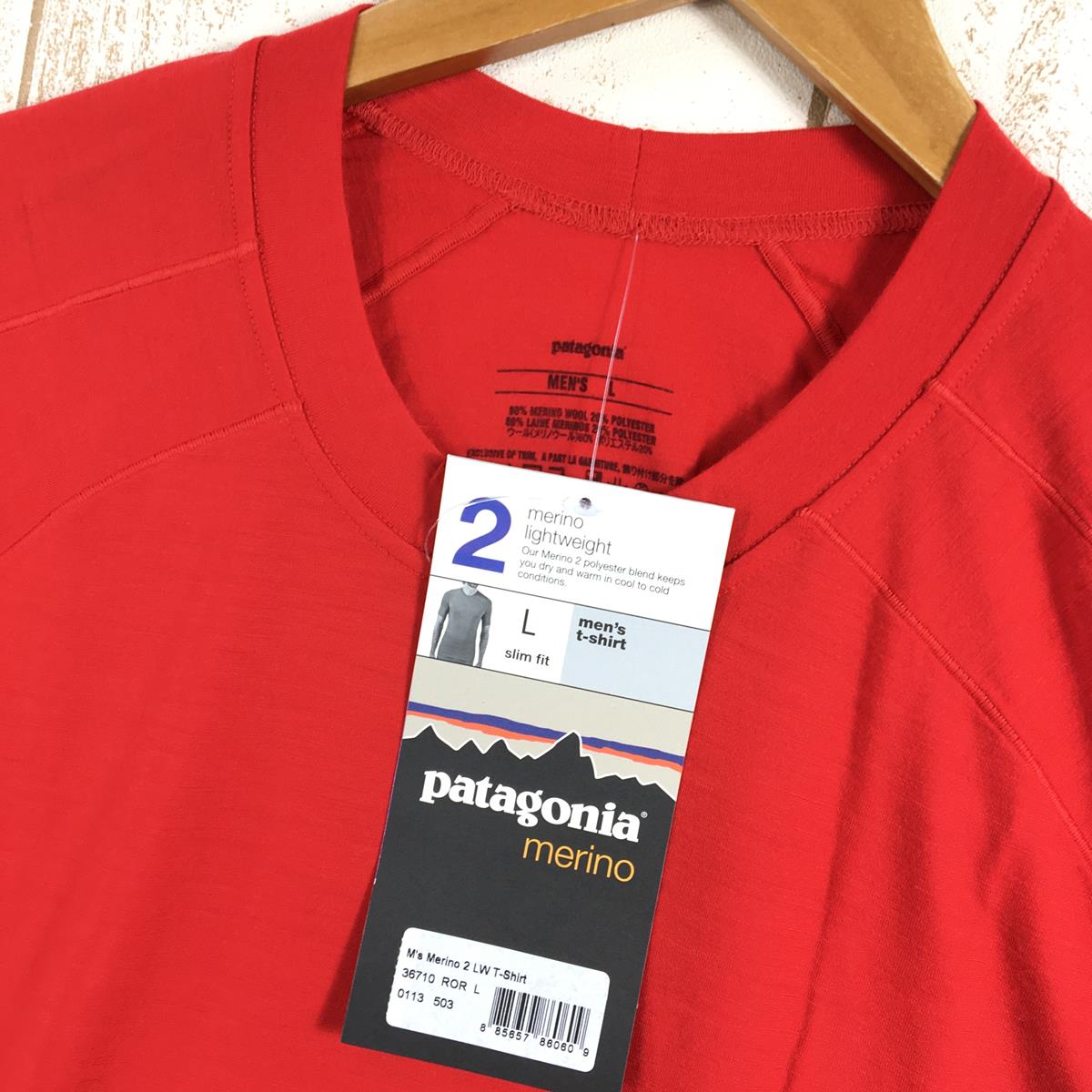 【Men's L レッド系】 Patagonia ( パタゴニア ) メリノ 2 ライトウェイト Tシャツ Merino 2 Lw Lightweight T-Shirt メリノウール ベースレイヤー デッドストック 入手困難 36710 Internationa