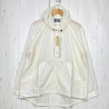 男女通用 2 象牙色 Rawlow Mountain Works Drizzler 连帽衫，米色尼龙，防风夹克，外套，z00053675，Ec