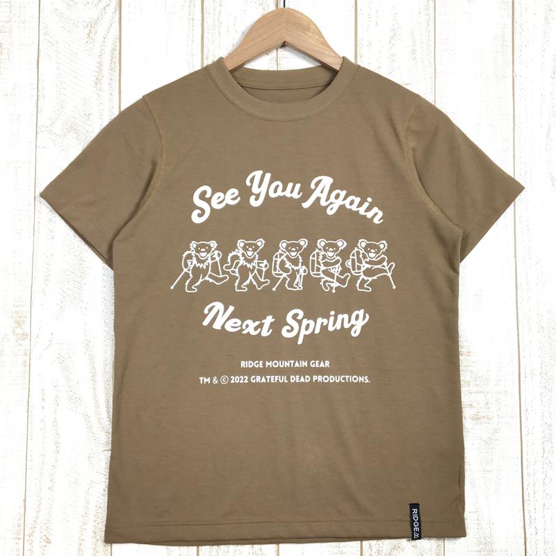 [Women's S Brown] Ridge Mountain Gear 2022 See You Again Next Spring T-shirt Grateful Dead Bear Bear conservation activities Discontinued model Hard to find Asian Women's