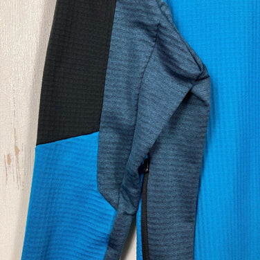 Montura Men's Stretch Color Hoody Jacket, Size Small, Blue. Polyester fleece outerwear jacket with Polartec Power Grid (z000).