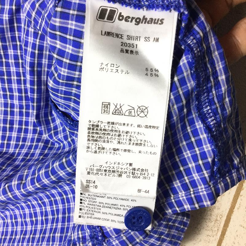 【男款S蓝】Berghaus Lawrence短袖衬衫420351男士合成纤维短袖衬衫内衬衬衫上衣