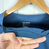 Men's Small Navy Arcteryx ARC' Word Long Sleeve T-Shirt, Organic Cotton, Top, Undershirt, Long Sleeve T-Shirt, Crew Neck