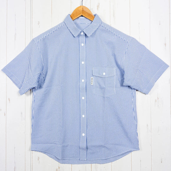 【Women's M ブルー系】 Ridge Mountain Gear ( リッジマウンテンギア ) ベーシック ショートスリーブシャツ ストライプ Basic Short Sleeve Shirt Stripe Blue / White ポリエステル ウェア トッ