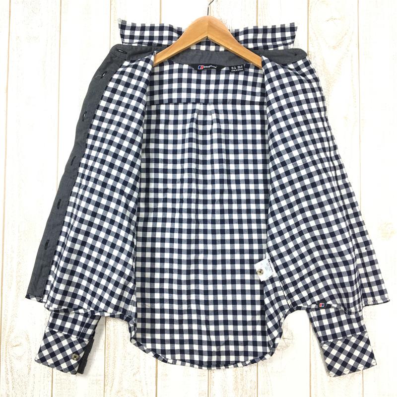 [Women's S Navy] Berghaus Women's Wool Plain Check Long Sleeve Shirt J0281 Asian Women's Wool Long Sleeve