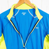 男款 Asics FT 长袖拉链上衣，L 码，蓝色。涤纶，合成纤维。长袖衬衫。z00052998。合成纤维。长袖衬衫。