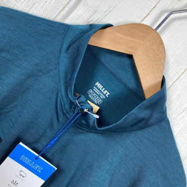 男士大号海军蓝 Millet KUHTAI II 羊毛拉链长袖衬衫，羊毛，上衣，内衣，长袖衬衫，羊毛，z00054170